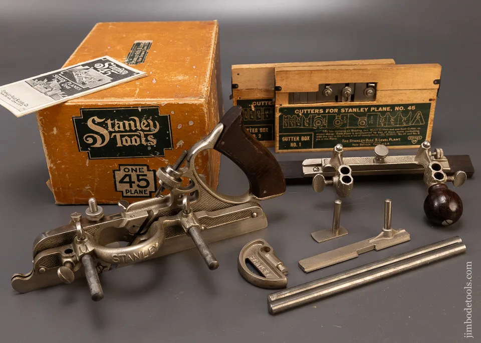 100% Complete & Mint STANLEY No. 45 Combination Plow Plane in Original Box - 109490