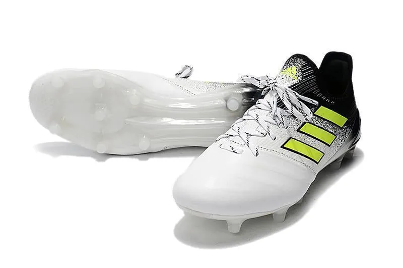 Adidas ACE 17.1 Leather FG Soccer Cleats Fluorescent Green White Black