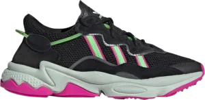 Adidas Wmns Ozweego 'Black Shock Lime Pink' sneakers, black