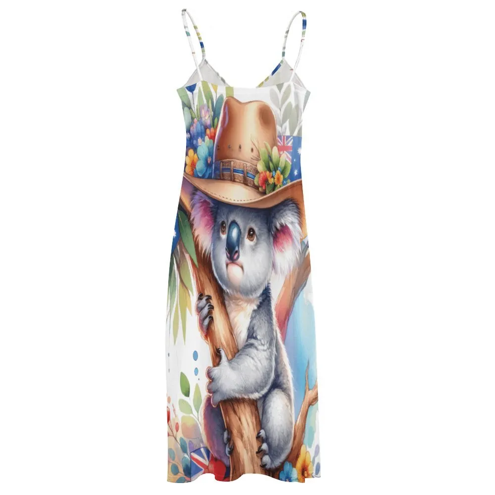 Australian Animals Koala Spaghetti Strap Ankle-Length Dress Long dress