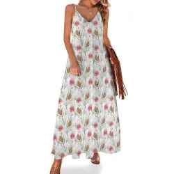 Australian Floral Spaghetti Strap Ankle-Length Dress Long dress