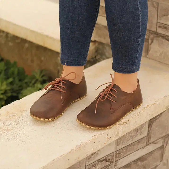 Barefoot Oxford Shoes Women - Laced Brown