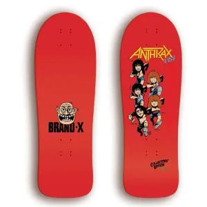 Brand-X-Toxic Anthax 10" x 32" 1987 Collectors Edition Shaped Hand Screened Red Skateboard Deck