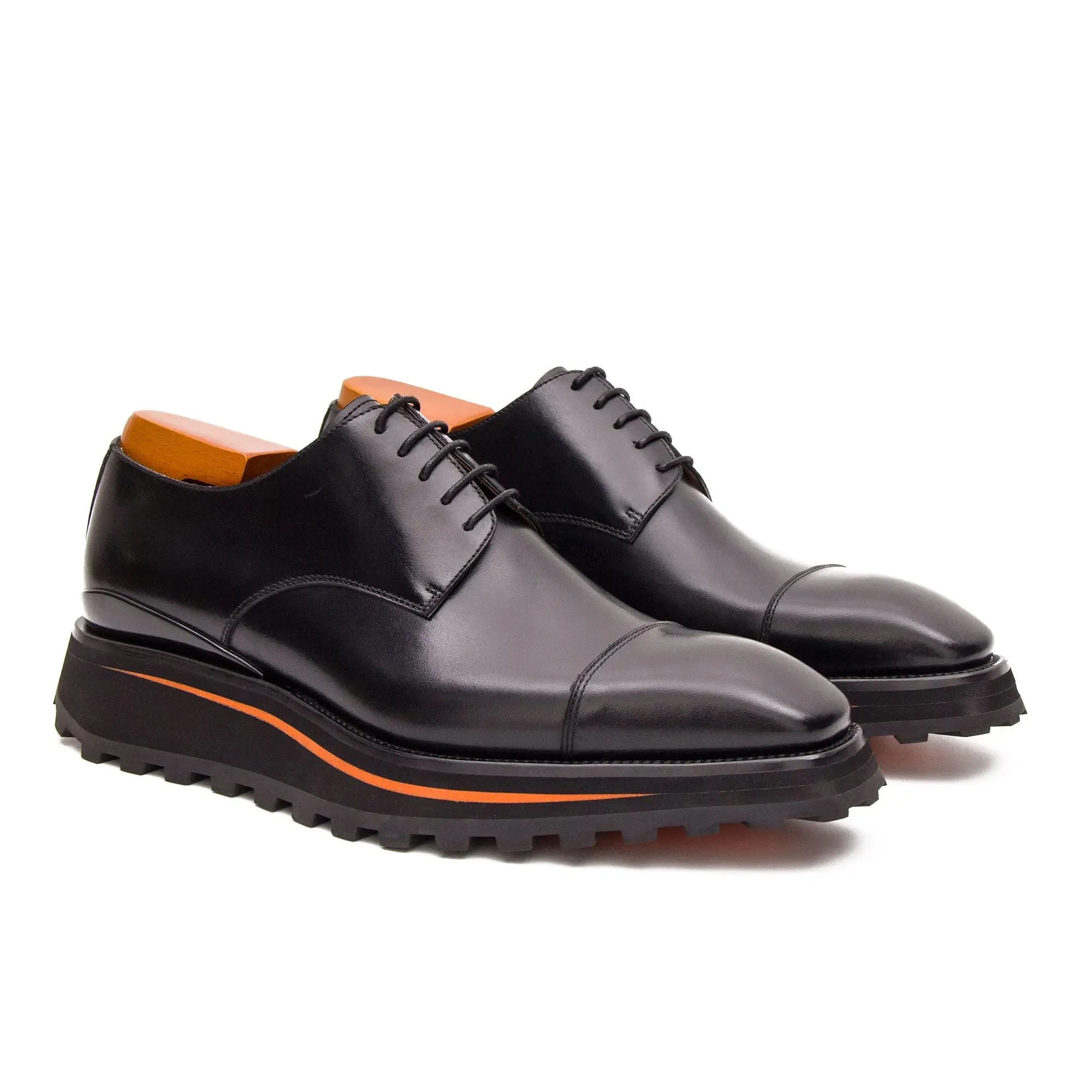 Calf leather dress three quarters derby shoes Black