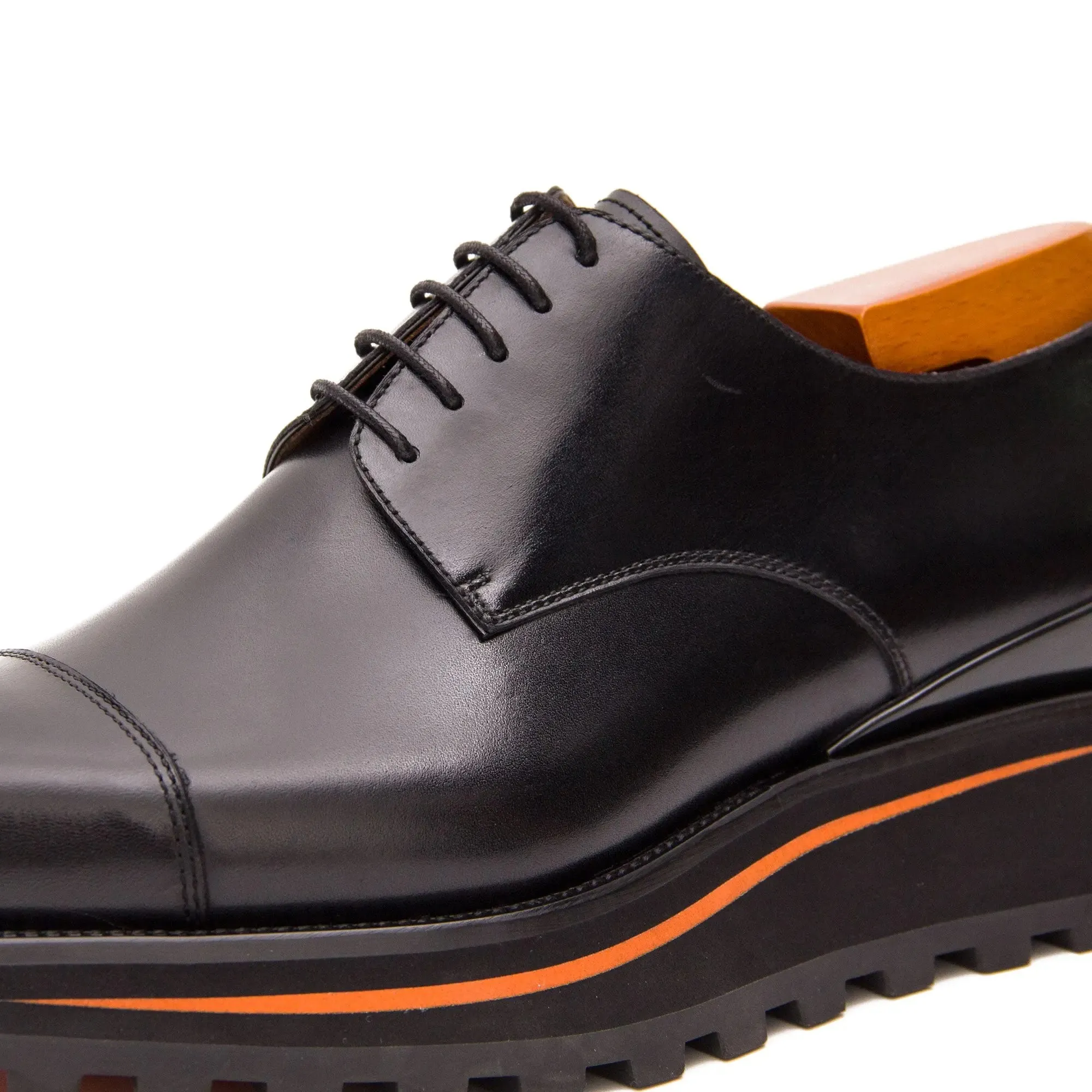 Calf leather dress three quarters derby shoes Black