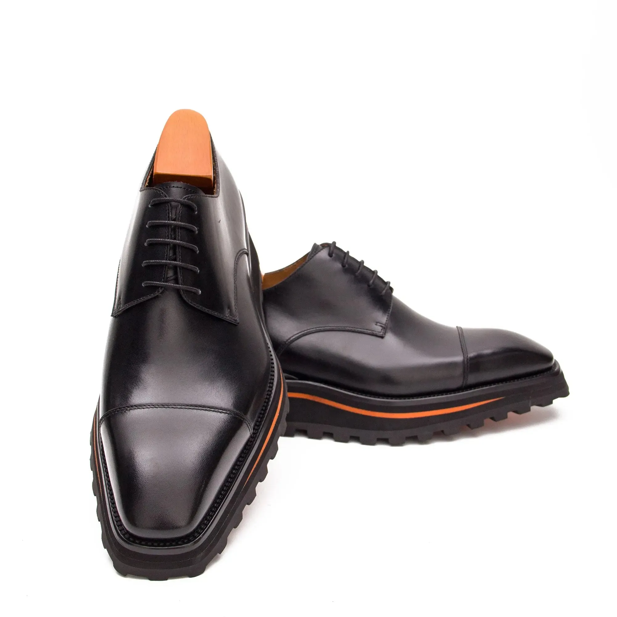 Calf leather dress three quarters derby shoes Black