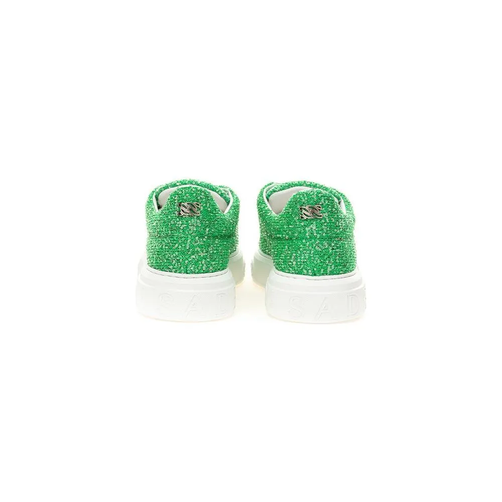 Casadei Emerald Elegance Leather Sneakers