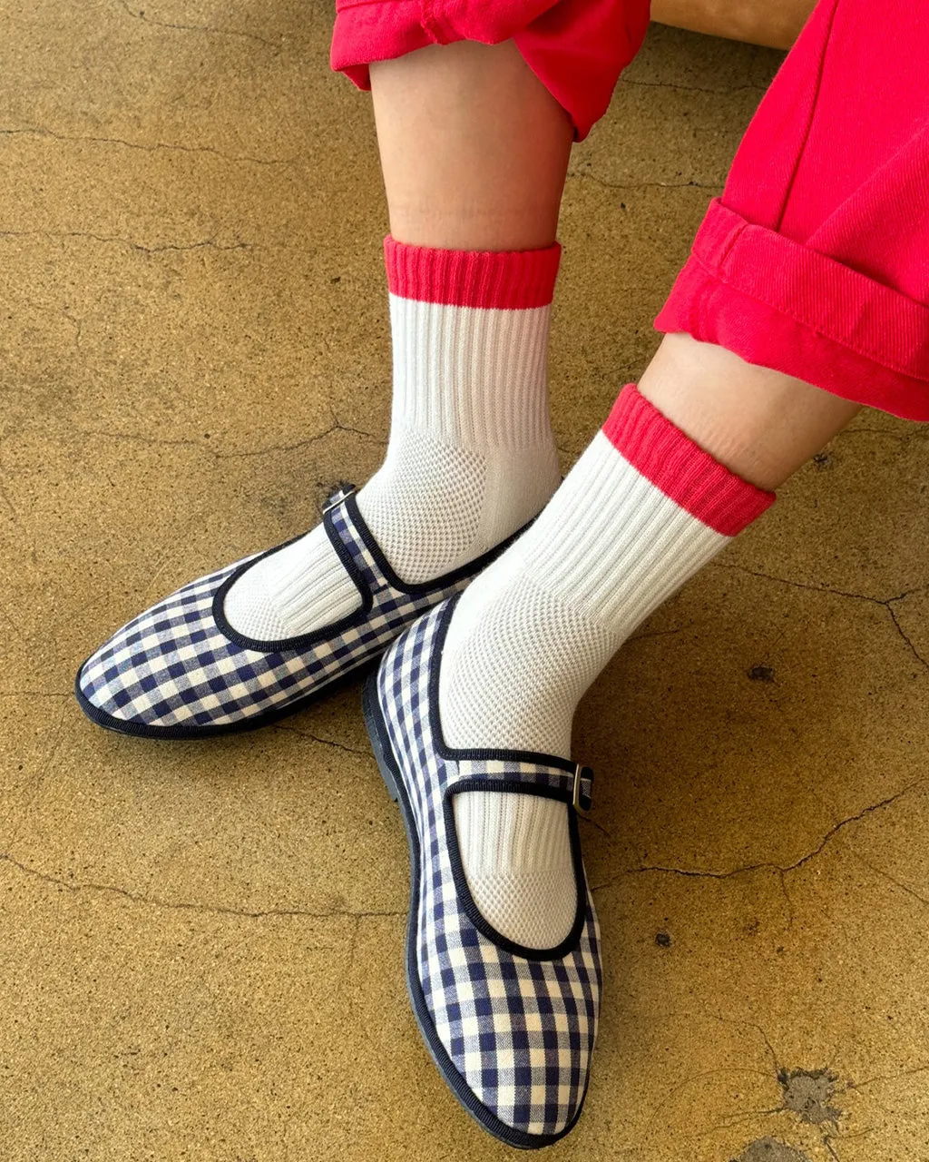 Color Block Girlfriend Socks - Blue   Red