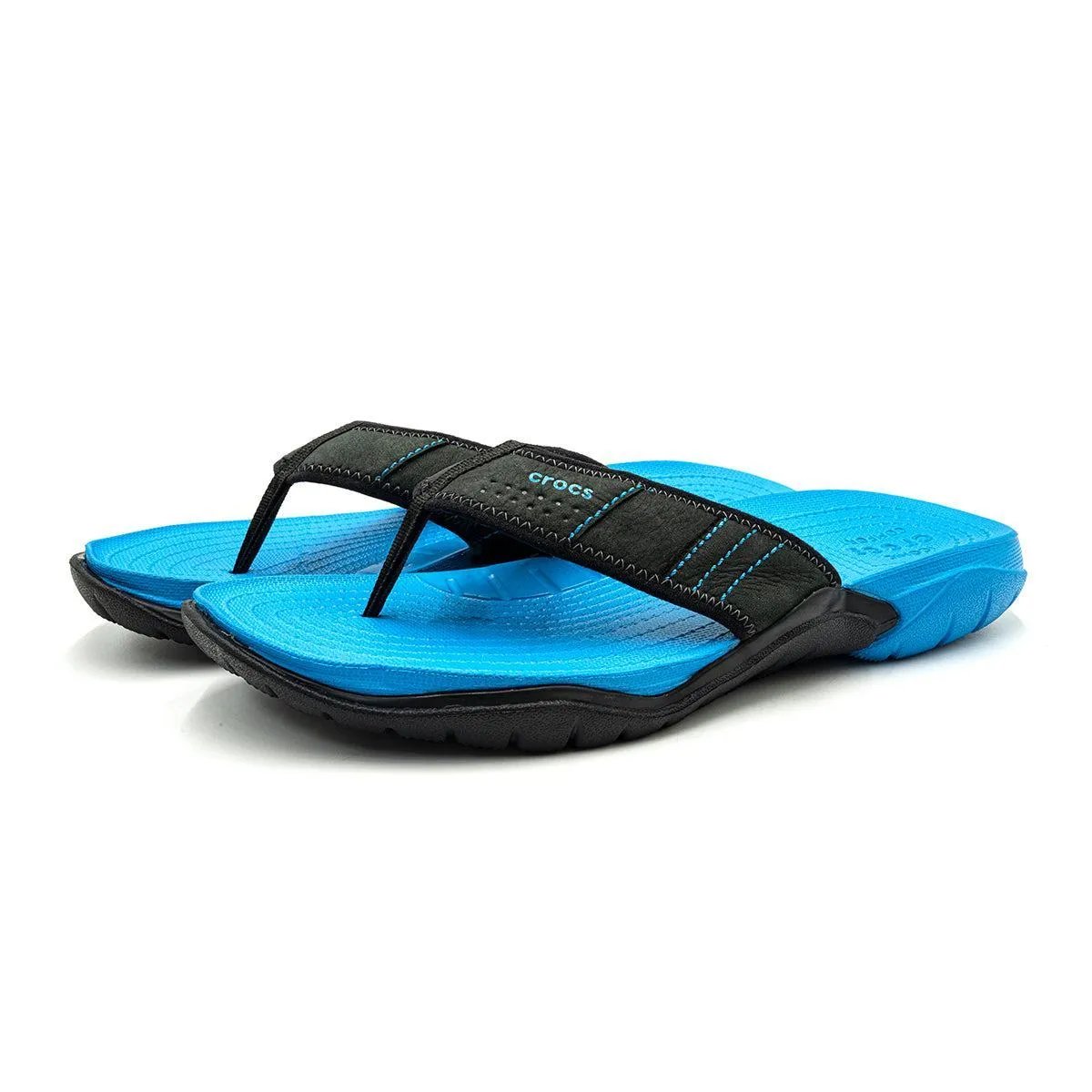 Crocs Flat Casual Sandals Rubber Blue Colour For Men