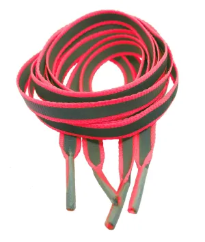 Flat Reflective Pink Shoelaces - 8mm wide