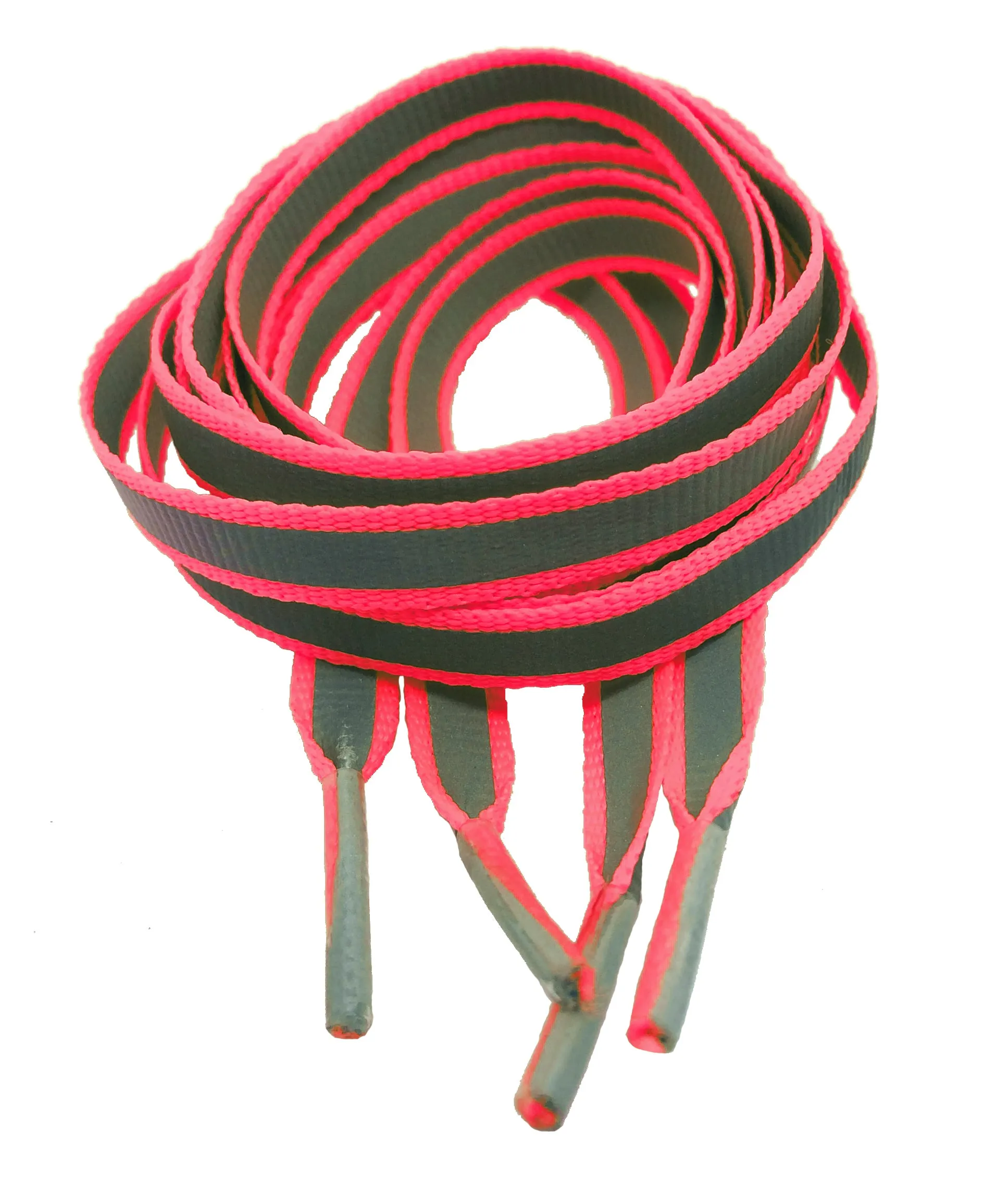 Flat Reflective Pink Shoelaces - 8mm wide