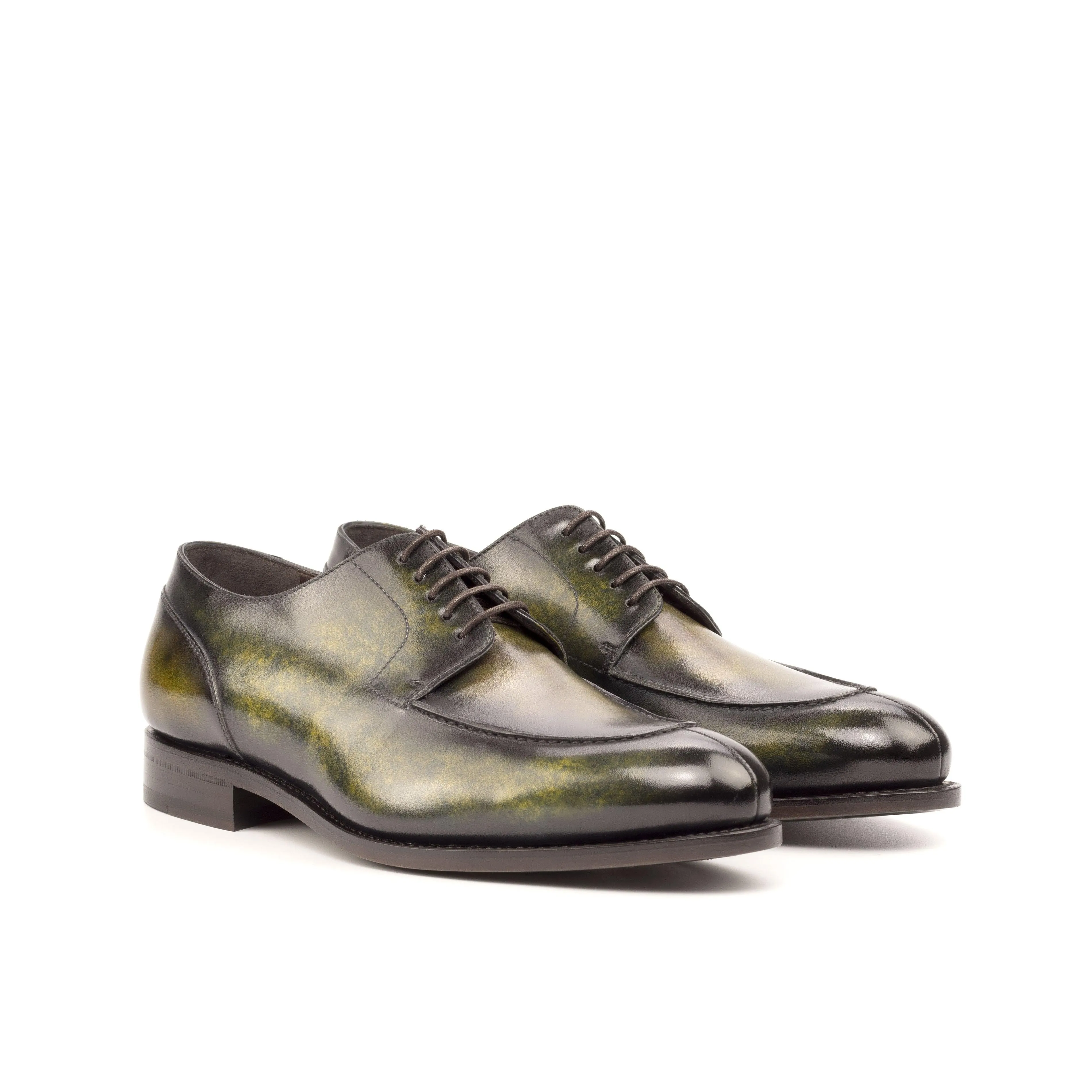 Green Patina Split-Toe Derby Shoes