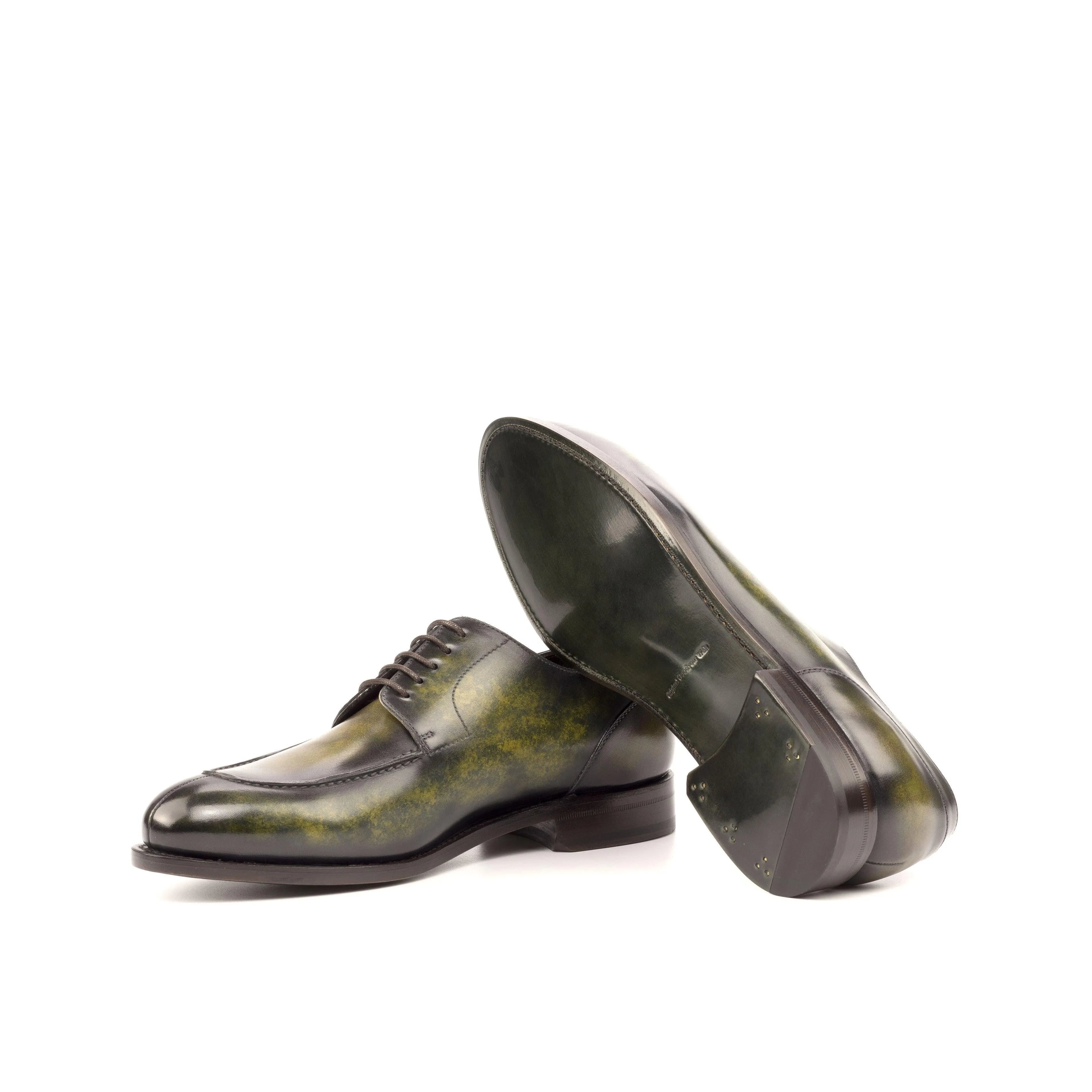 Green Patina Split-Toe Derby Shoes