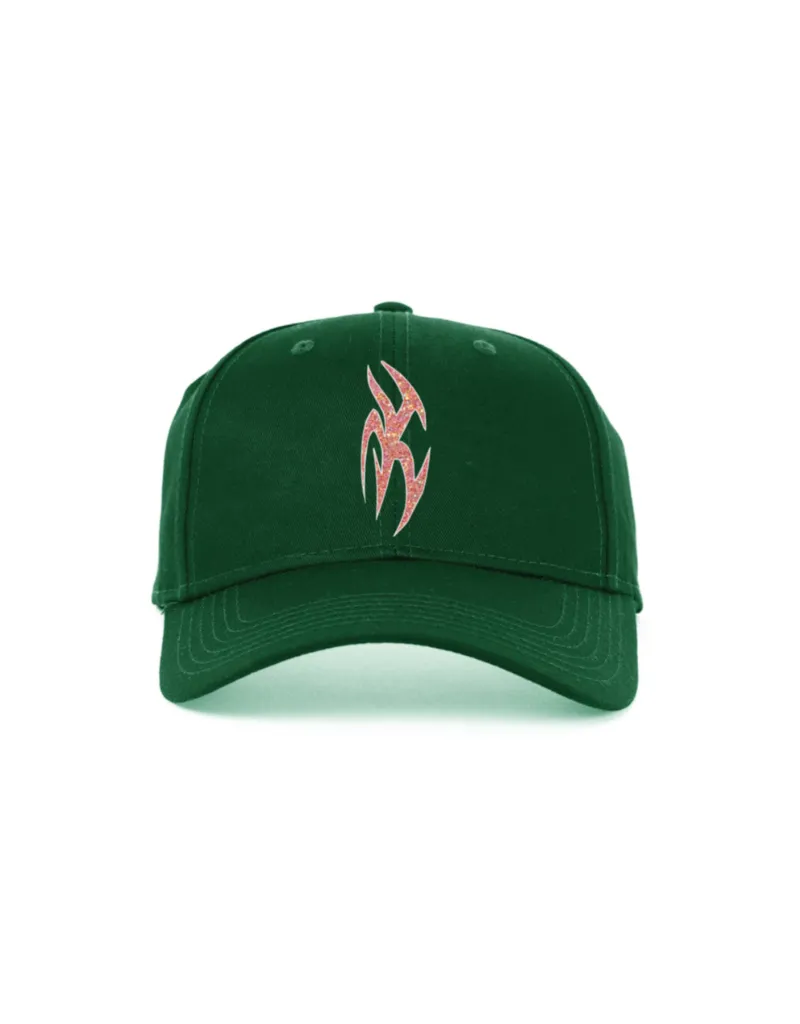 Limosine Shadow Box Hat Green w/ Silver Sparkle Vinyl