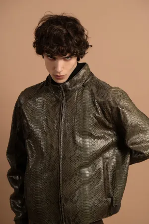 Mud Grey Python Leather Jacket