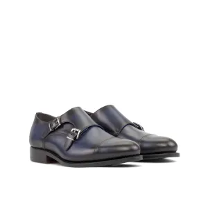 Navy Blue Double Monk Shoes