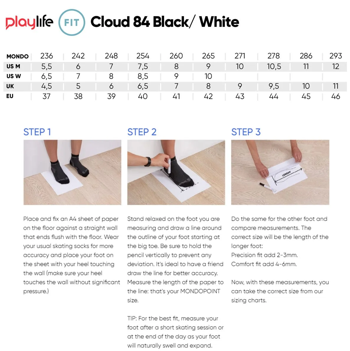 PlayLife Cloud Black White Inline Skates