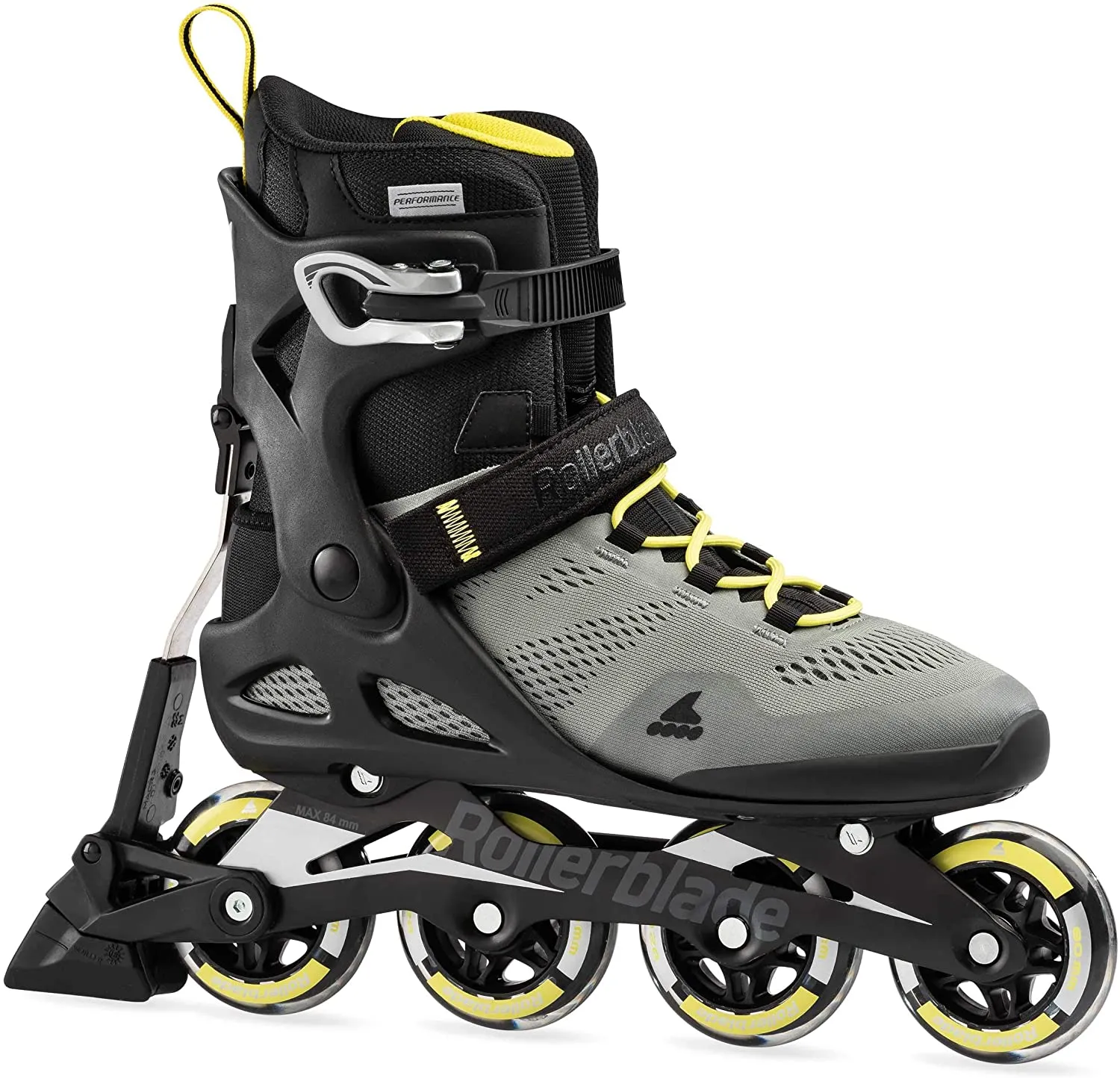 Rollerblade Macroblade 80 ABT Mens Silver/Neon Yellow 10