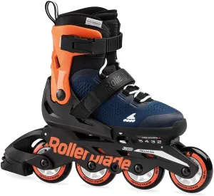 Rollerblade Microblade Junior Skates - Midnight Blue/Orange - Adjustable Size Skates