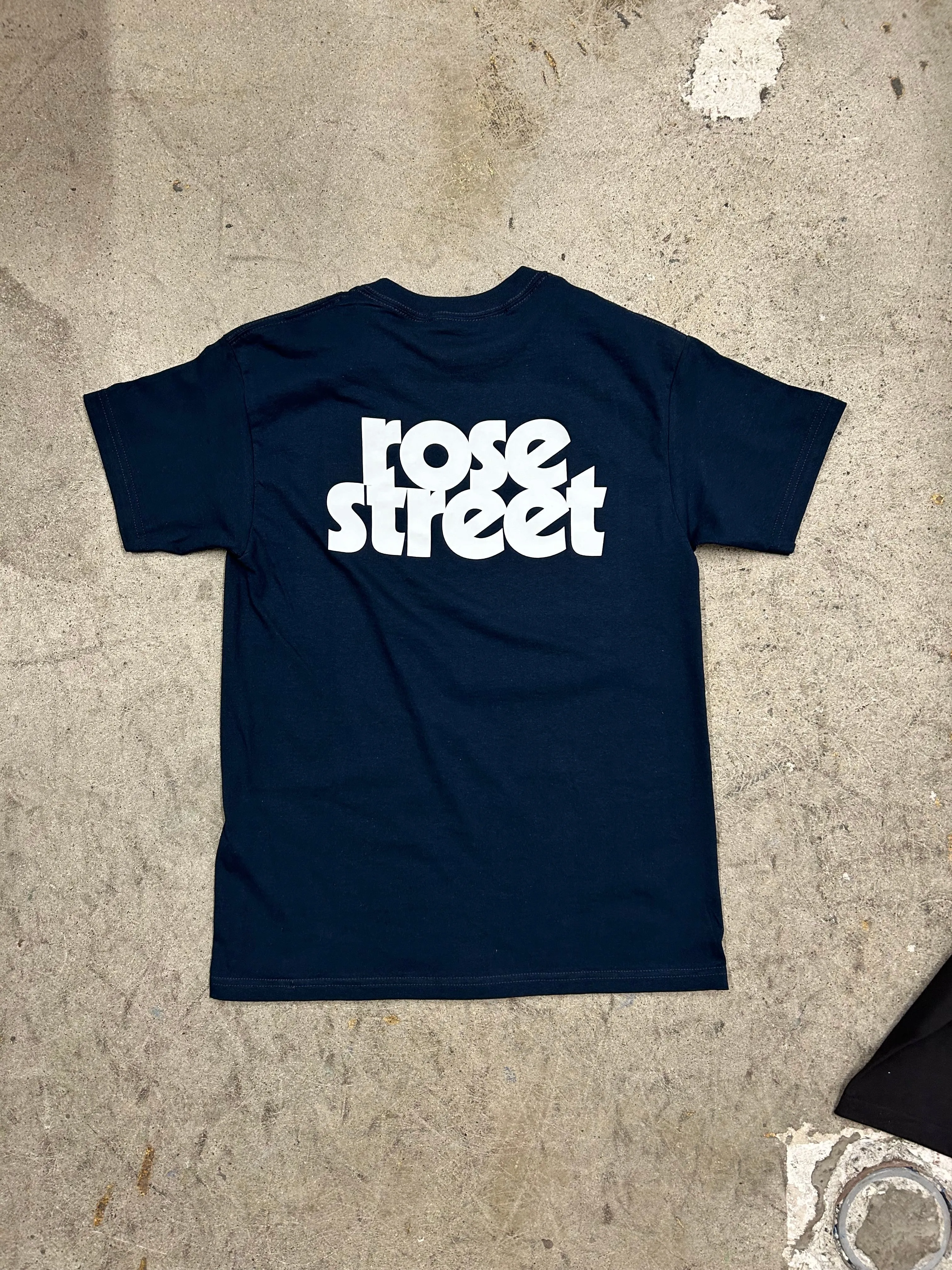 Rose Street Stacked Logo Tee Navy