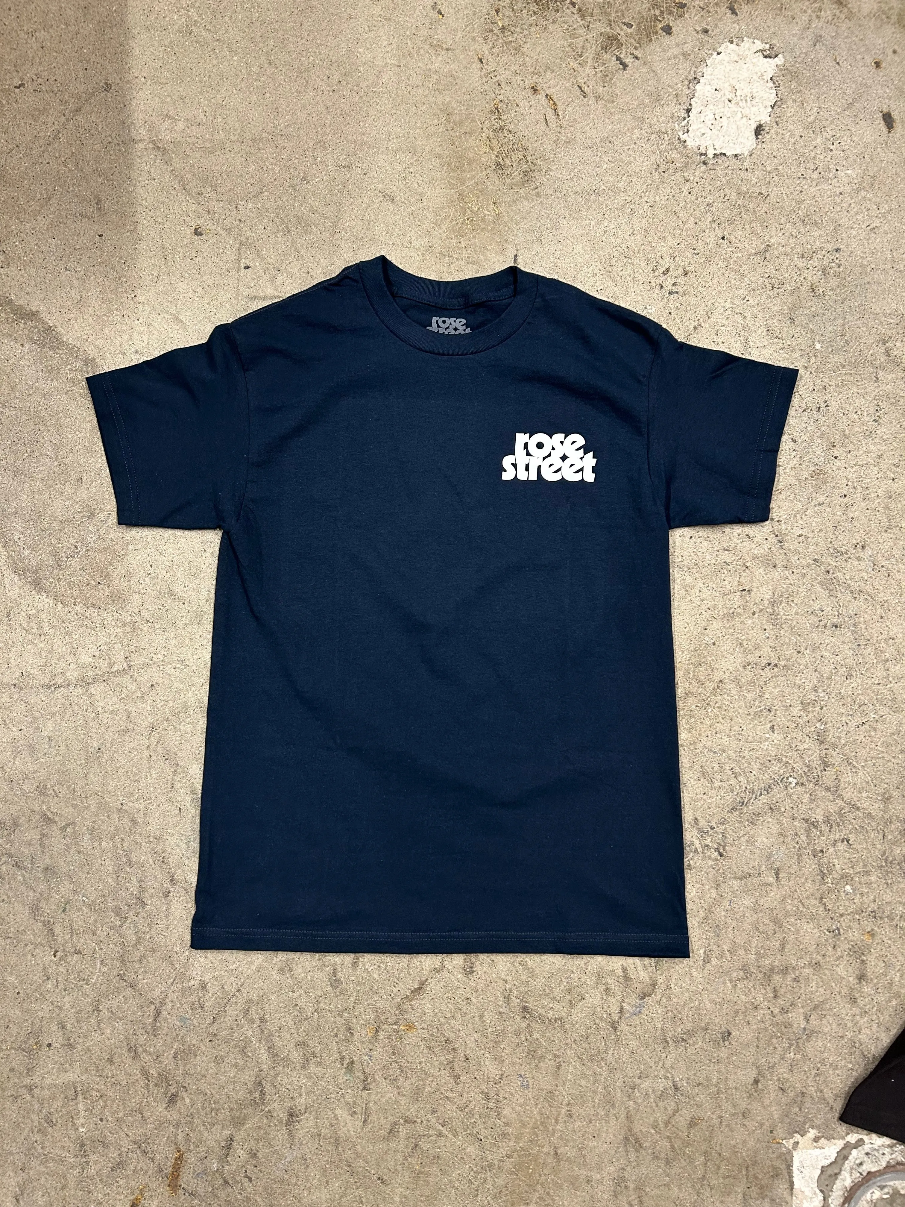 Rose Street Stacked Logo Tee Navy