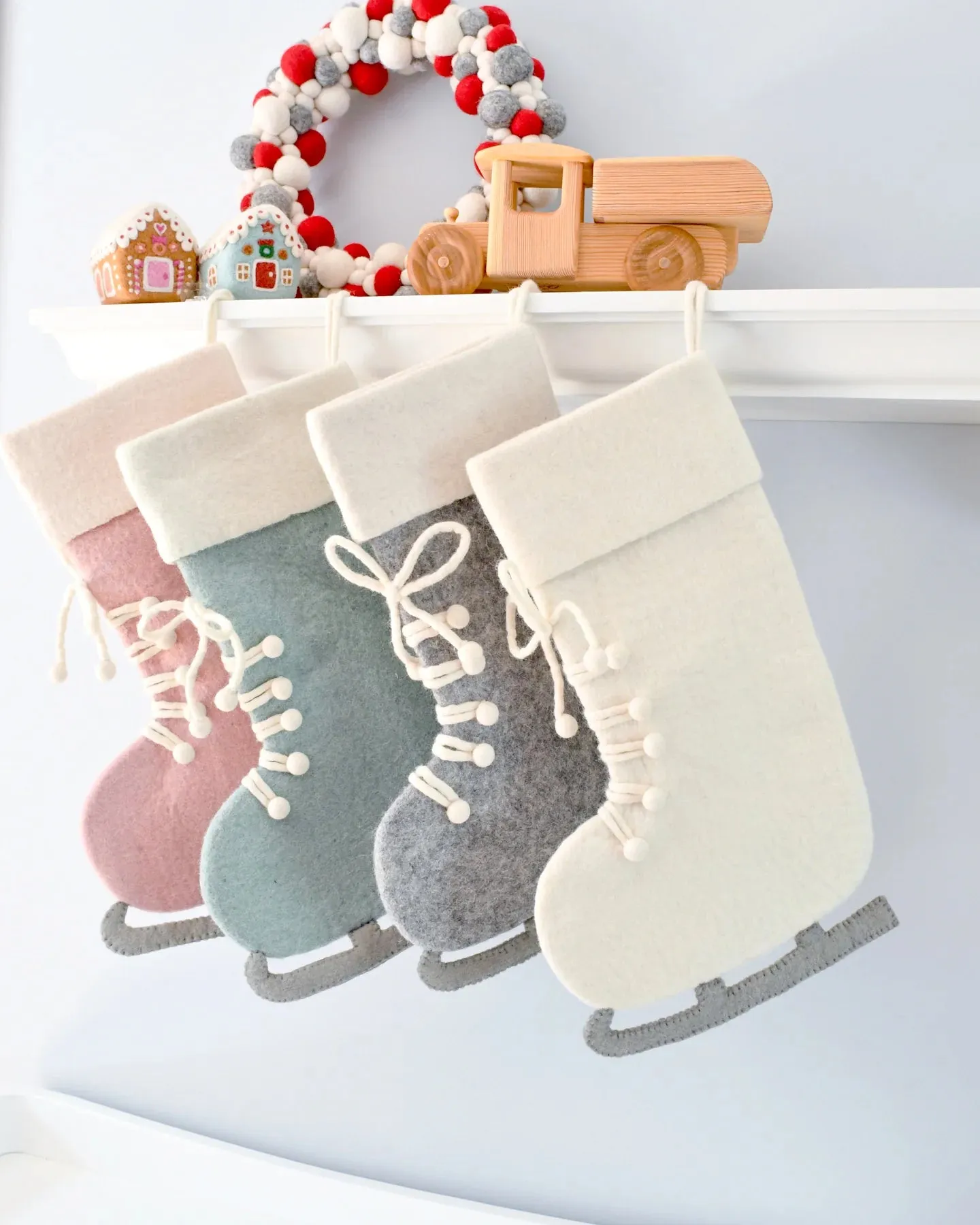 Sale Felt Blue Ice Skate Christmas Stocking