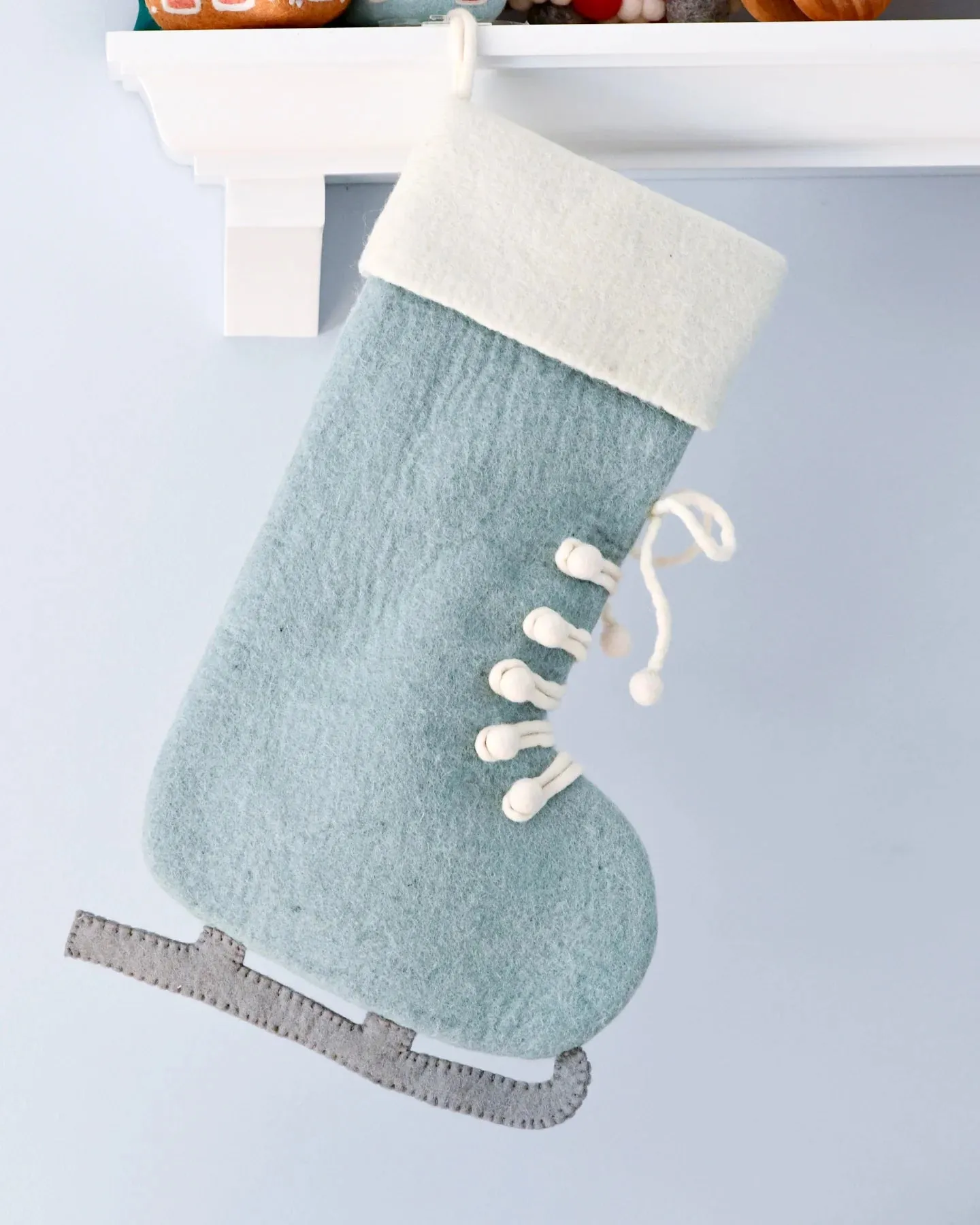 Sale Felt Blue Ice Skate Christmas Stocking