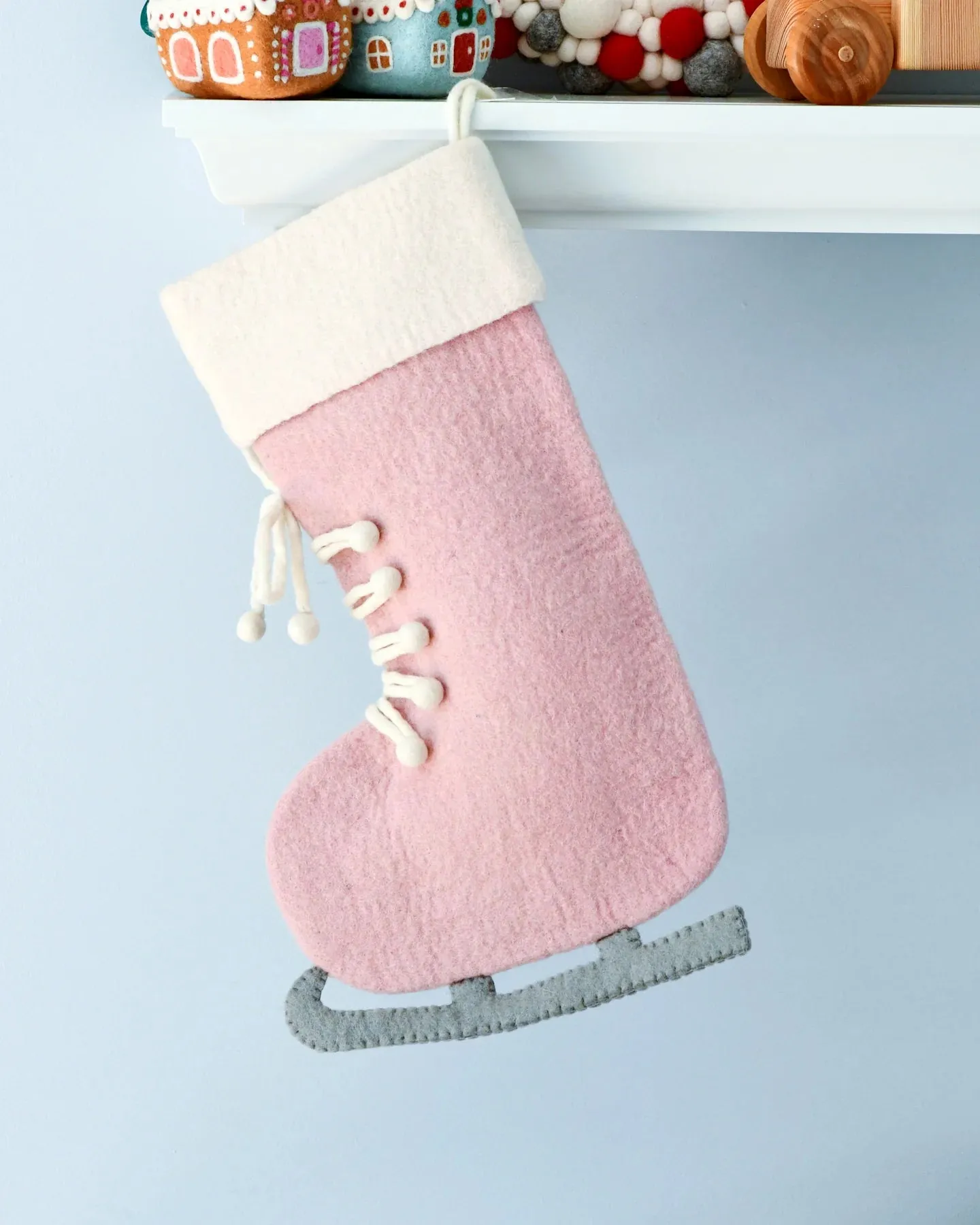 Sale Felt Pink Ice Skate Christmas Stocking