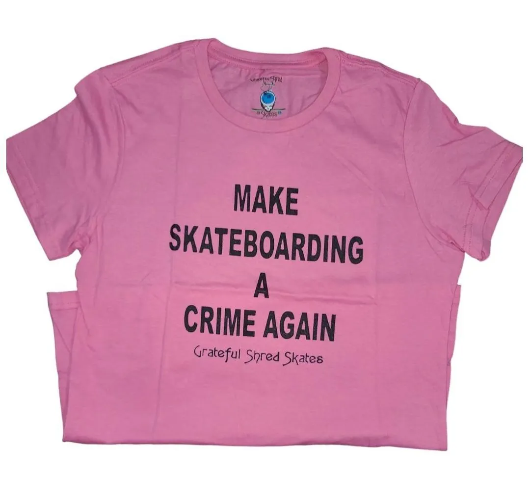 Skate Crime Tee -Grateful Shred Skates Pink