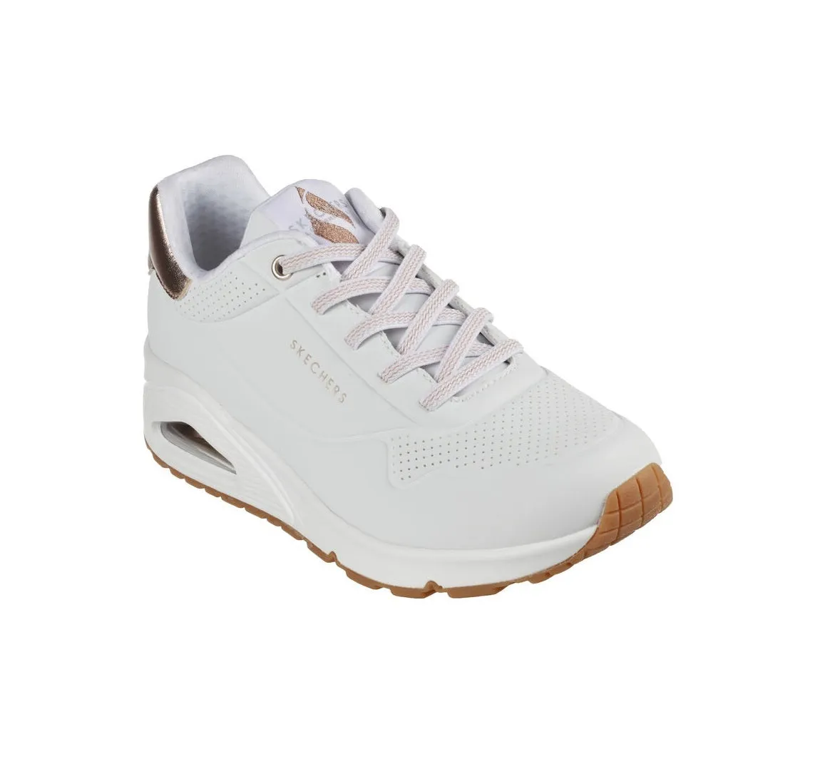 Skechers scarpa sneakers da donna Uno Shimmer Away 155196/WHT bianco