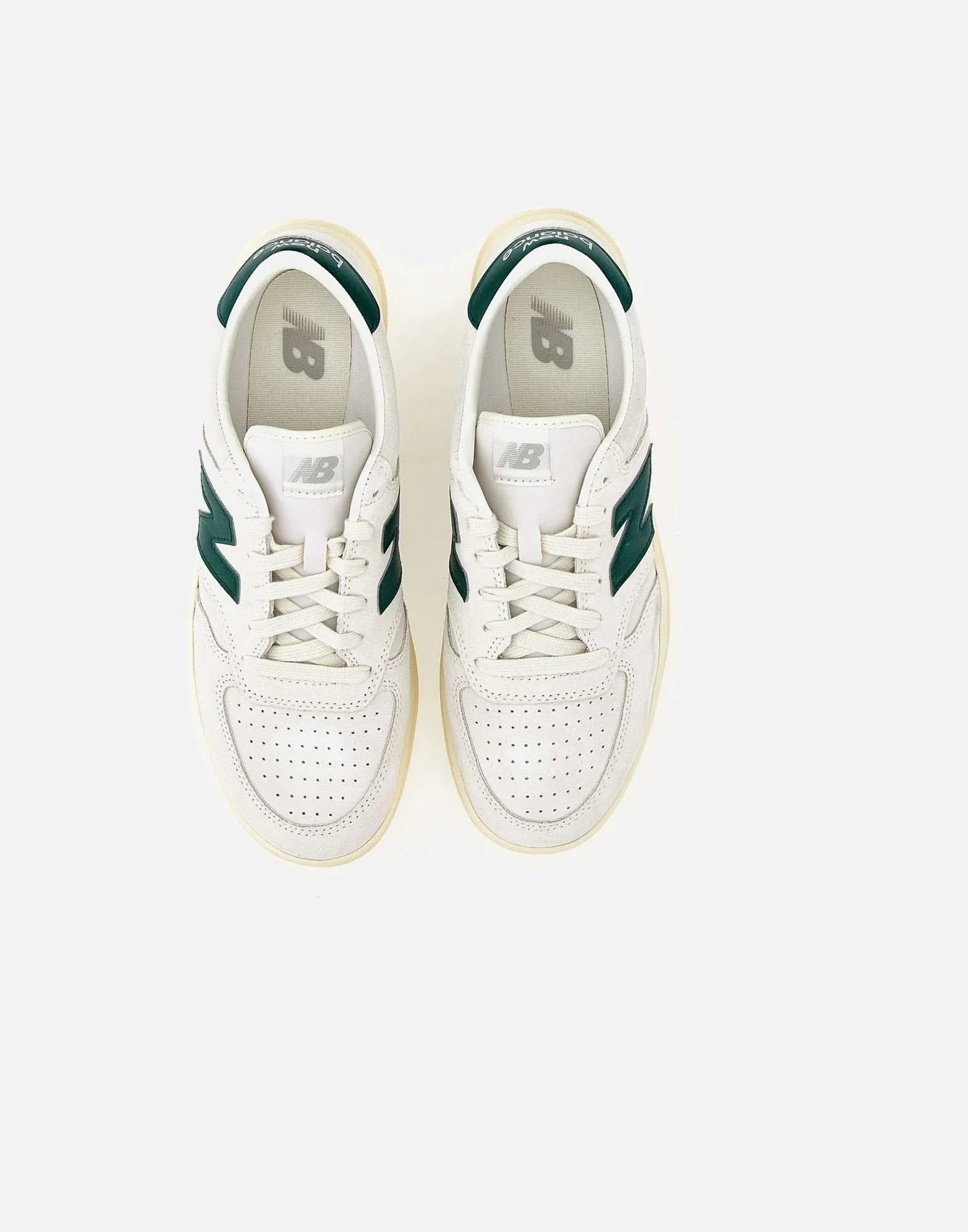 Suede Sneakers in White and Green