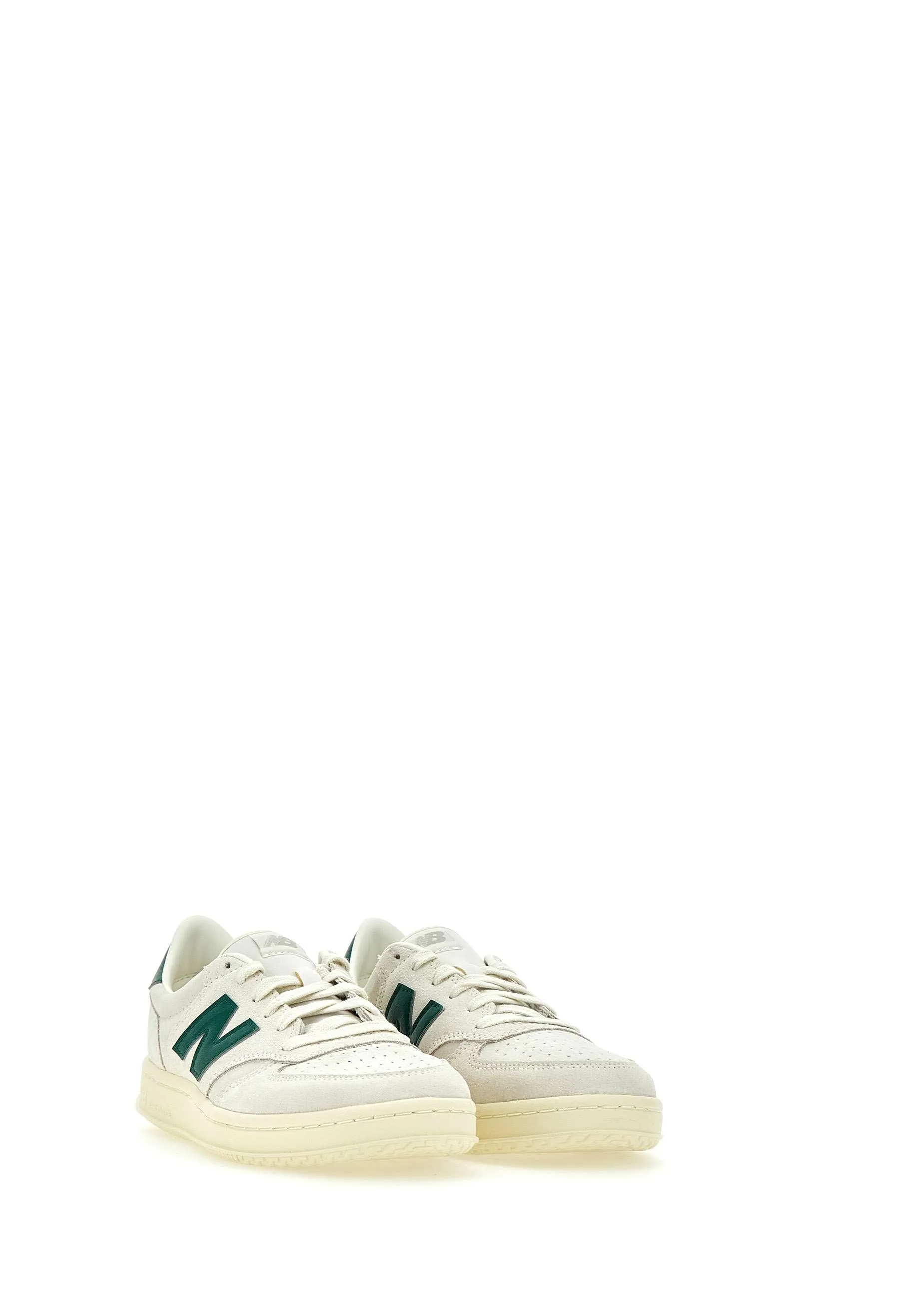 Suede Sneakers in White and Green