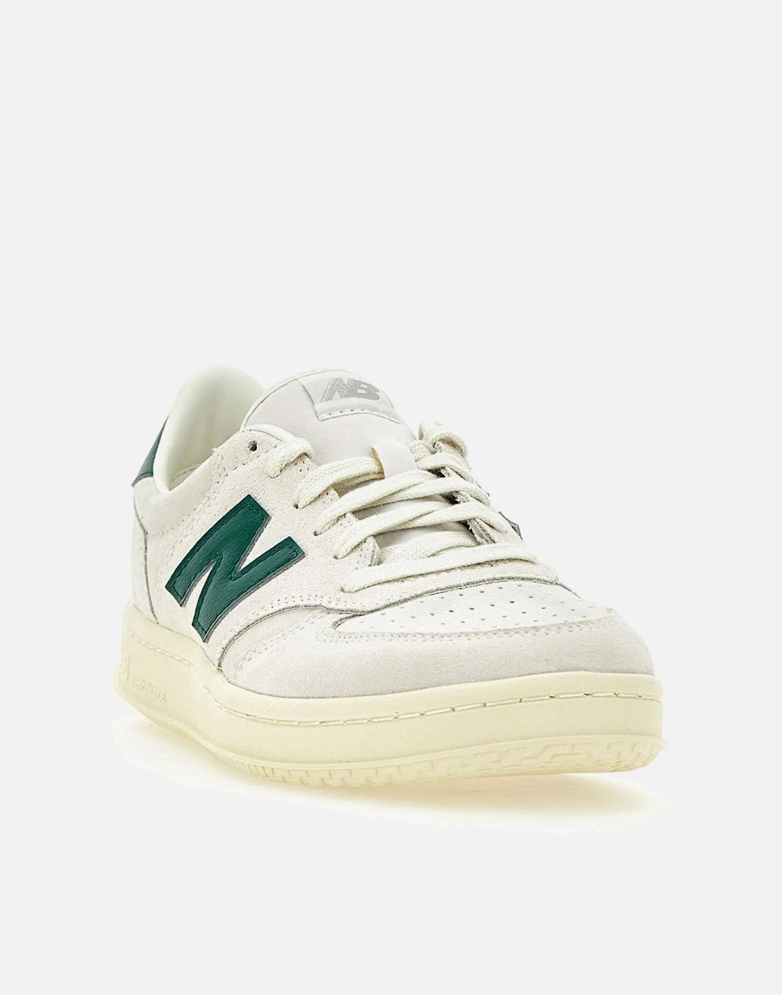 Suede Sneakers in White and Green