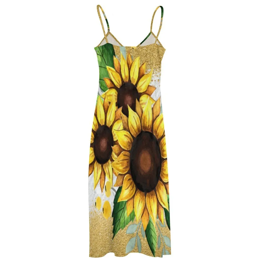 Sunflowers Spaghetti Strap Ankle-Length Dress Long dress