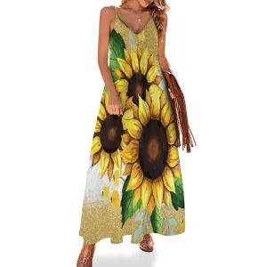 Sunflowers Spaghetti Strap Ankle-Length Dress Long dress