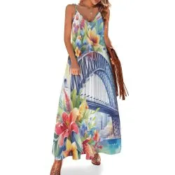 Sydney Harbour Bridge Spaghetti Strap Ankle-Length Dress Long dress