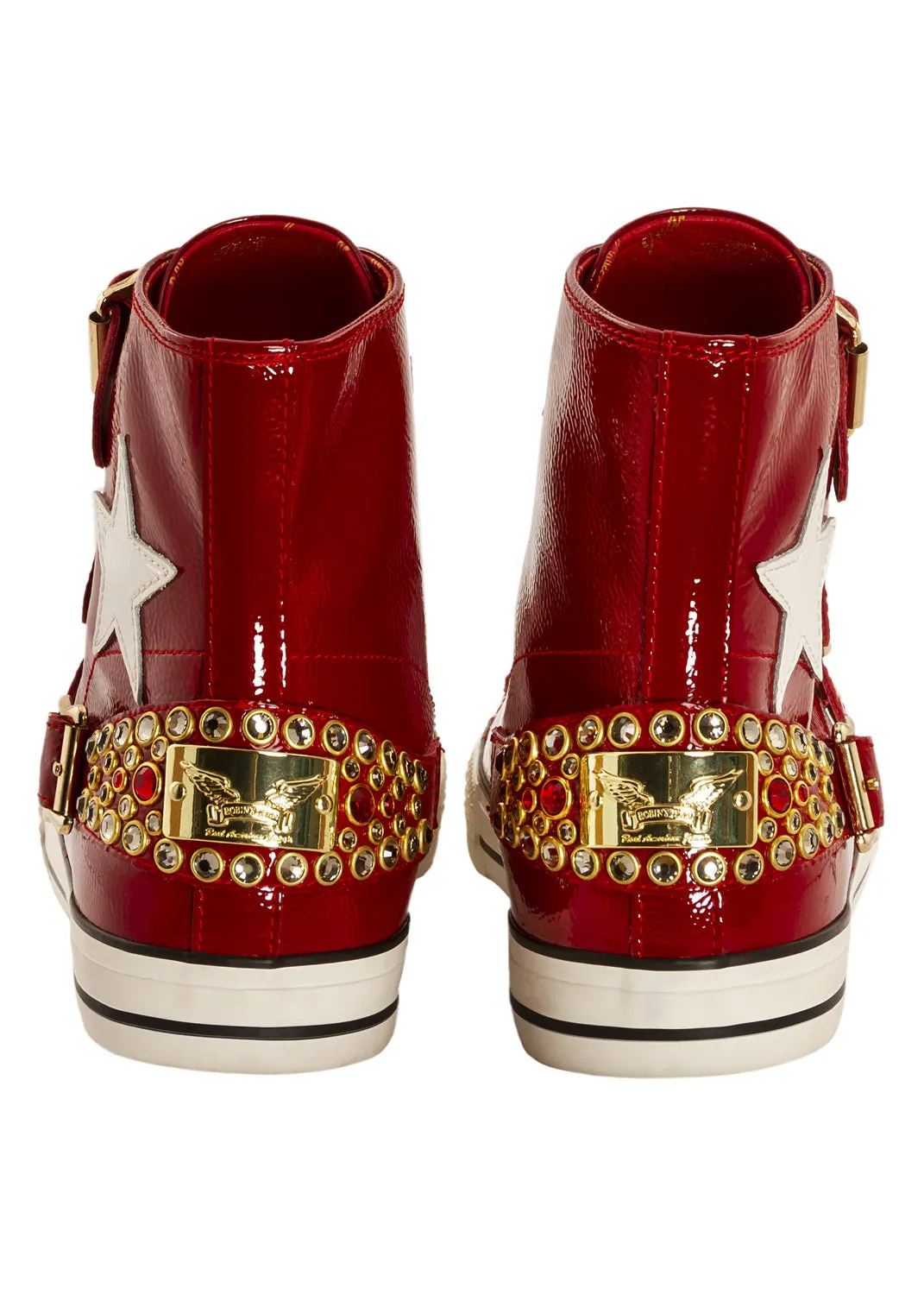 TEAM ROBIN HIGH TOP IN RED W/ CRYSTALS