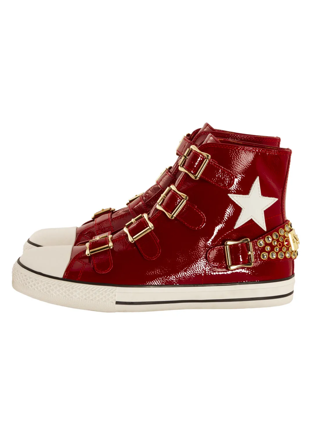 TEAM ROBIN HIGH TOP IN RED W/ CRYSTALS