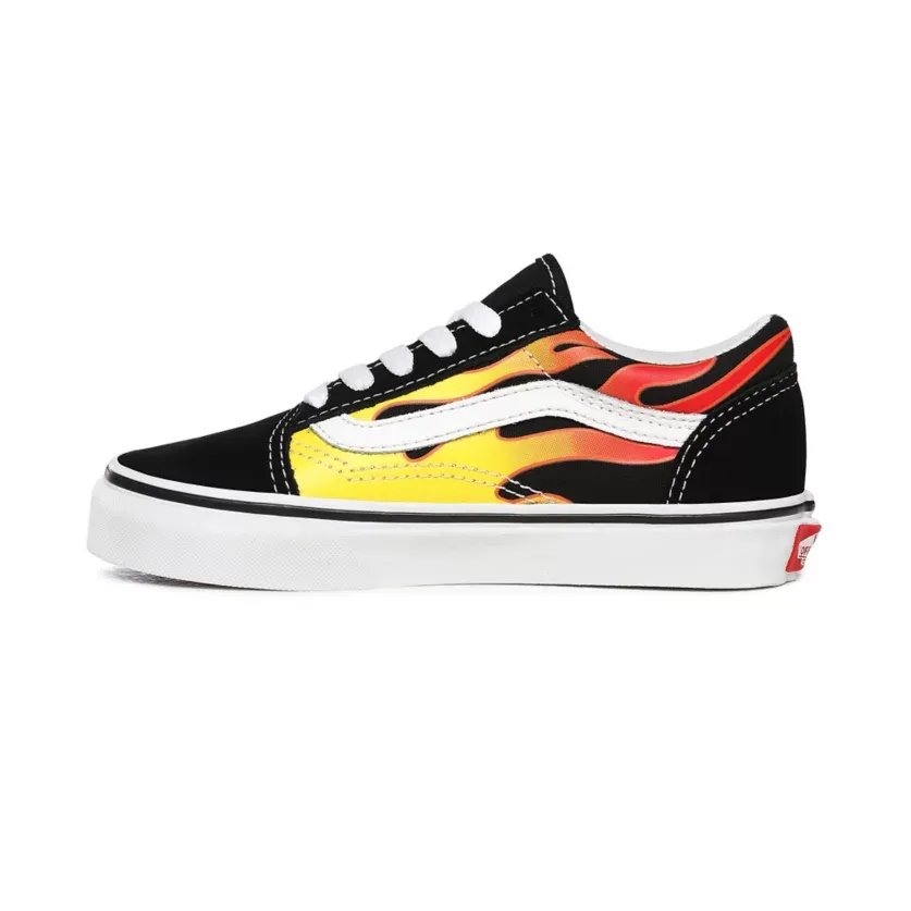 Vans scarpa sneakers da ragazzo Old Skool Flame VN0A5AOAXEY nero bianco fiamme