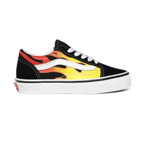 Vans scarpa sneakers da ragazzo Old Skool Flame VN0A5AOAXEY nero bianco fiamme