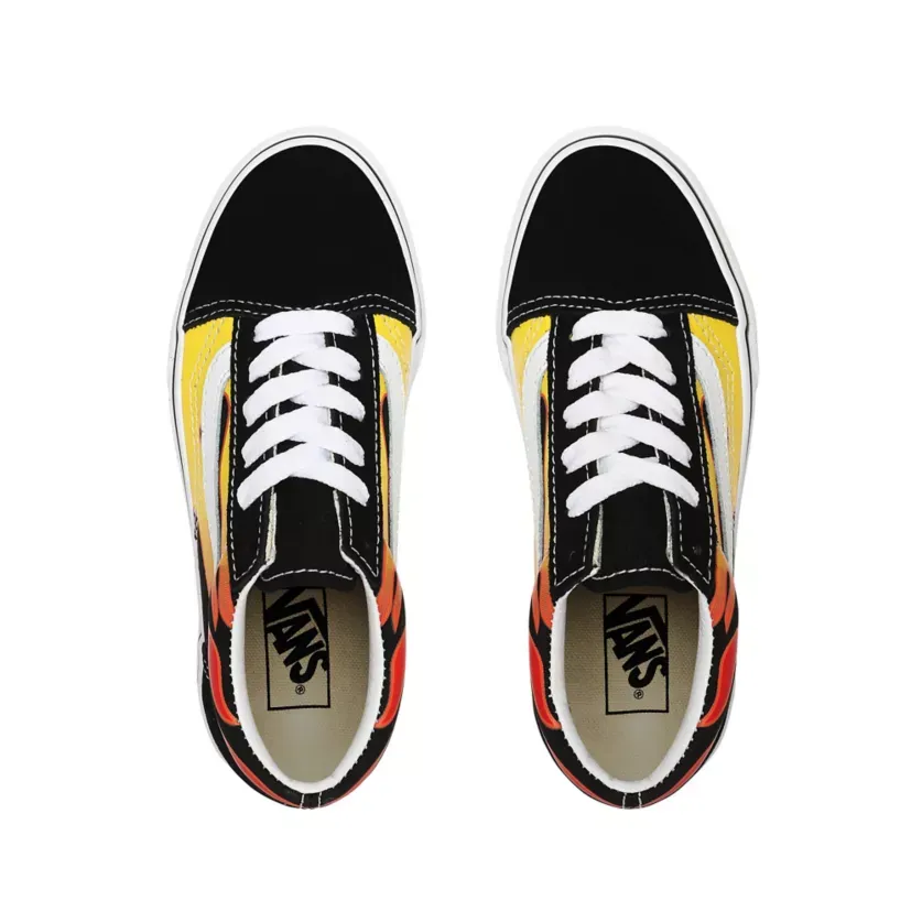 Vans scarpa sneakers da ragazzo Old Skool Flame VN0A5AOAXEY nero bianco fiamme