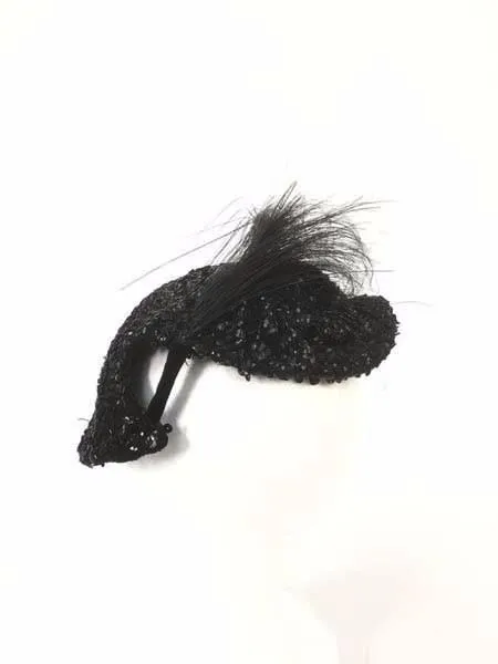 Vintage Milgrim Sequin and Beaded Ostrich Feather Hat