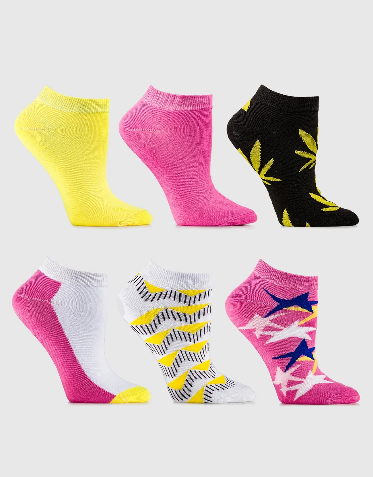 Womens Multicolor Ankle Socks 6 Pack