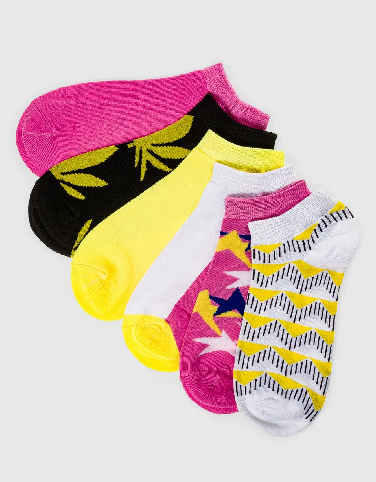 Womens Multicolor Ankle Socks 6 Pack