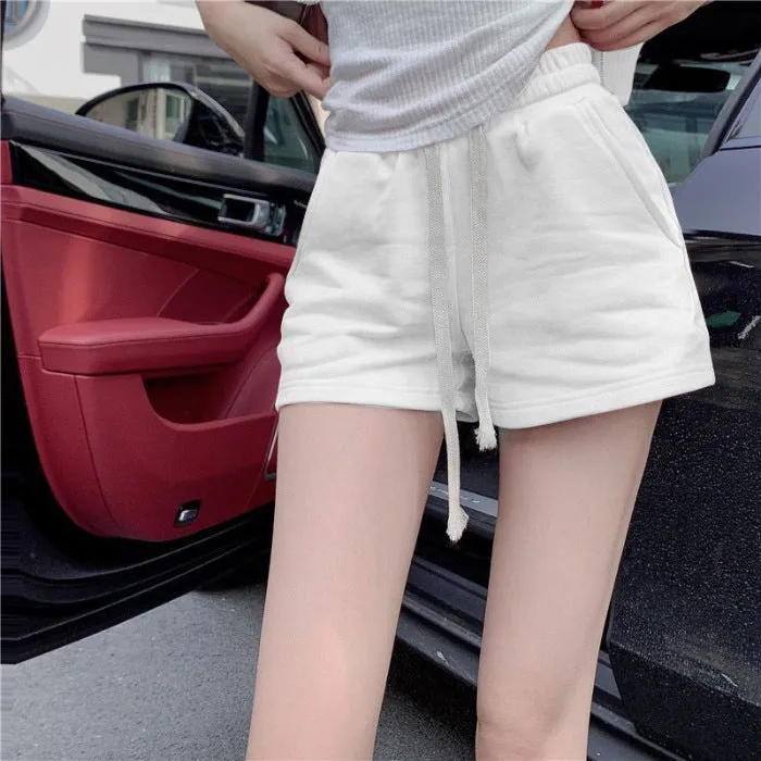 xiangtuibao Sports Shorts Women's Summer New Elastic High Waist Waist Small Casual Slimming plus Size A- line Wide-Leg Hot Pants Ins